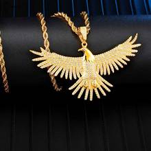 Hip Hop Full Iced Out Bling Gold Eagle /Lion Head Rhinestone Rope Chain Stainless Steel Pendants & Necklaces For Men Jewelry 2024 - buy cheap