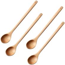 A Set of 4 Long Mixing Spoons for Cooking, Household Spoons for Children's Spoons, Wooden Spoons 2024 - buy cheap