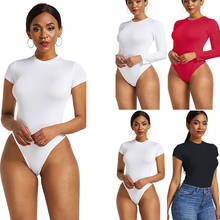 Body Sexy de una pieza para mujer, Bodycon de manga corta con cuello redondo abierto, mono básico blanco, negro y rojo, Top ajustado 2024 - compra barato