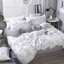 Комплект постельного белья с мультяшным изображением белого кота 2024 - купить недорого
