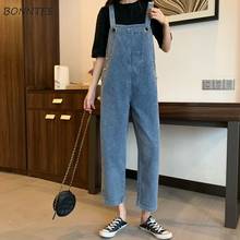 Ankle-length Denim Women Jumpsuits All-match Simple Button Loose Stretchy High Quality Korean Style Design Trendy Ins Breathable 2024 - buy cheap