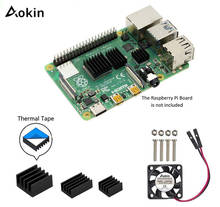Радиатор Aokin Raspberry Pi 4, комплект охлаждающего вентилятора Raspberry Pi 4 с 8810 теплопроводящей клейкой лентой для Pi 4 модели B/Pi 4B 2022 - купить недорого