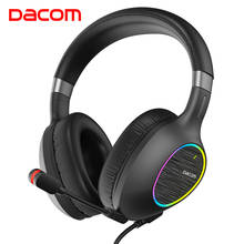 Dacom-headphone para jogos gh06, fone de ouvido estéreo usb ajustável com microfone para laptop, pc e celular 2024 - compre barato