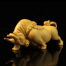 BOJ de madera de 12CM, escultura de Toro, zodiaco chino, buey de la suerte, estatua de Animal, decoración del hogar 2024 - compra barato
