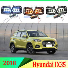 2pcs For Hyundai IX35 2018 2019 LED Daytime Running Lights DRL with Fog lamp hole Yellow Turn Signal lamp Blue Night light 2024 - buy cheap