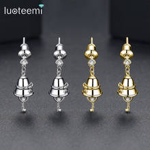 LUOTEEMI Women Cute Bell Drop Earrings for Wedding Party Double Color Paved Cubic Zircon Fashion Jewelry Brincos Christmas Gift 2024 - buy cheap