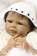 22" Black Doll bebe reborn African American Reborn toddler girl soft silicone vinyl babies reborn dolls toy gift 2024 - buy cheap