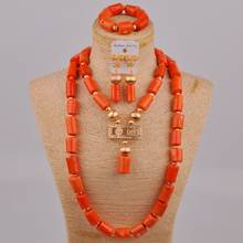 Fashion Red/ White/ Orange Nigerian Wedding Coral Beads African Jewelry Set for Women 2R-D-03 2024 - buy cheap
