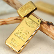 Gold Brick Free Fire Lighter Metal Gold Bar Grinding Wheel Butane Gas Flint Compact Lighter Inflated Oil Lighter Gadget For Man 2024 - buy cheap