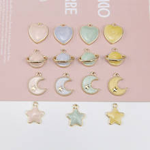 10pcs Japanese And Korean Cute Earrings For Women Alloy heart-shaped Star Moon Universe Series Pendant Diy Jewelry Accessories 2024 - buy cheap