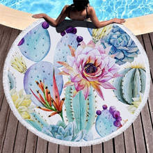 Toalha de praia redonda 3d, folhas verdes de verão, com borla, 150cm, toalha de banho, coberta de biquíni, tapete de ioga, piquenique 2024 - compre barato
