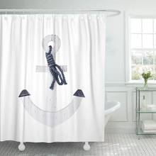 Nautical White Wooden Anchor Marine Sailor Knot Kid Funny Shower Curtain Waterproof Polyester Fabric 72 x 72 Inches with Hooks 2024 - buy cheap