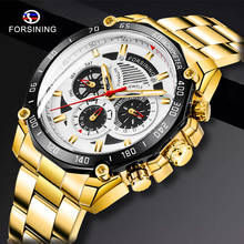 FORSINING Brand Men Automatic Watch Luxury Skeleton Mechanical Watches Men's Gold Stainless Steel Clock Relogios Masculino 2024 - buy cheap