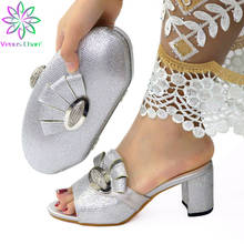 Conjunto de zapatos y bolso de estilo Nigeriano para mujer, zapatos de tacón alto de verano, zapatos italianos y bolso a juego para boda, último diseño 2024 - compra barato