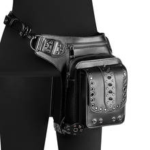 2021 Steampunk Women Shoulder Bags PU Leather Waist Fanny Packs for Female Messenger Crossbody Bags Rivet Biker Drop Leg Bag 2024 - compra barato