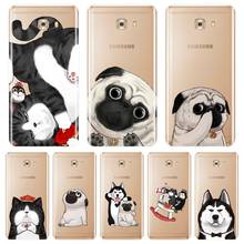 Capa traseira para samsung galaxy, c9 c7 c5 pro pug cachorro gato engraçado capa de silicone macio para samsung galaxy c5 c7 c8 2024 - compre barato