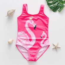 Maiô para meninas 2020, conjunto de roupa de banho com estampas coloridas, peça única, rosa, flamingo, traje de banho com estampas para meninas, crianças, roupa de praia 1106 2024 - compre barato