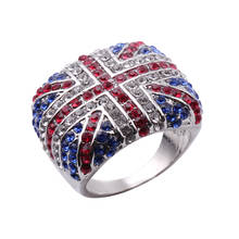 Австрийский Полный Кристалл Красочные ювелирные изделия панк американское кольцо с флагом для мужчин Индивидуальные ювелирные изделия обручальное кольцо на палец кольцо 2024 - купить недорого