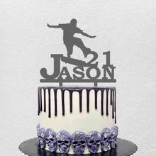 Персонализированный Топпер для торта на день рождения с именем на заказ, ковбойский скейтборд для игр, украшение для торта на день рождения 2024 - купить недорого