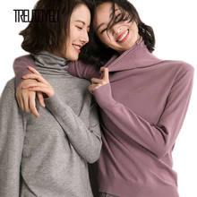 Treutoyeu suéter de tricô gola alta feminino coreano suéter de manga comprida blusão feminino tricotado 2024 - compre barato