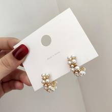 Alloy C shape Gold Ear Clip Retro Simple Elegant Simulated Pearl Earrings Adjustable Size Earring For Women Fashion Jewelry 2024 - buy cheap