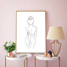 Impresión de dibujo de línea desnuda para mujer, póster de línea de figura femenina en blanco y negro, arte minimalista moderno, pintura en lienzo, decoración de la pared del hogar 2024 - compra barato