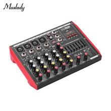 Muslady d6 portátil 6-channel mixing console mixer 7-band eq embutido 48v phantom power suporta bt conexão usb mp3 player 2024 - compre barato
