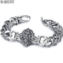 100% 925 Siilver лев браслет из стерлингового серебра могущественного льва мужской браслет хороший браслет, приносящий удачу Панк ювелирные изделия браслет 2024 - купить недорого