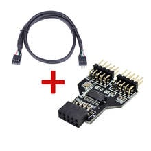 Motherboard USB 9Pin Interface Header Splitter 1 to 2 Extension Cable Adapter 9-Pin USB HUB USB 2.0 Connectors for RGB Bluetooth 2024 - buy cheap