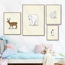 Póster de oso Polar, Lobo, Animal, estilo nórdico, lienzo de tinta impermeable, pintura impresa, pegatinas de pared modernas para sala de estar y dormitorio 2024 - compra barato