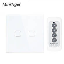 Esooli interruptor de toque 1 2 gang 1 vias controle remoto sem fio interruptor luz led indicador para rf433 casa inteligente interruptor toque 2024 - compre barato