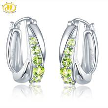 Hutang 925 Silver Clip Earrings for Women Natural Green Stone Peridot Fine Elegant Classicial Jewelry for Christmas Gift New 2024 - купить недорого