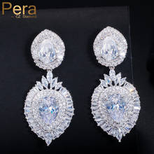 Pera-pendientes colgantes de piedras de Zirconia cúbica para mujer, aretes largos colgantes, traje de fiesta de boda, joyería para novias E142 2024 - compra barato