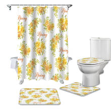 Spring Yellow Flower Bloom Durable Waterproof Shower Curtain Set Bathroom Rugs Carpet Toilet Seat Cover Pad Floor Mat 2024 - buy cheap