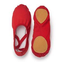 Ushine sapatilhas de bailarina profissional, vermelha, com sola dividida, para ginástica, infantil, para ioga, sapatilhas para dança infantil, feminina 2024 - compre barato