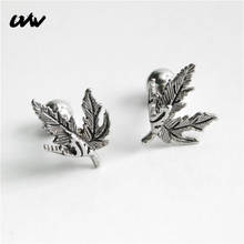 UVW331 2pc Trendy Unisex Stainless Steel Maple Leaf Ear Stud Earrings Helix Ear Plug Piercing Body Jewelry Pendientes Brincos 2024 - buy cheap