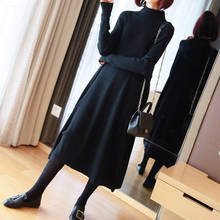 2020 New Winter Knitted Midi Dress Women Long Sleeve Brief Long Dress Ladies Solid Knitted Casual Dress Elegant Roupa Feminina 2024 - buy cheap