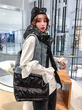 Chic Patchwork Parka Denim Jacket Women Winter Korean Waistcoat Trendy Hooded Cowboy Vest Sleeveless Large Size Outerwear y674 2024 - buy cheap