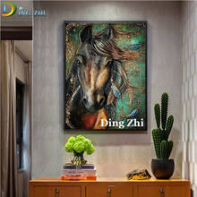 Pintura de diamante de arte abstracto, cuadro de caballo y Animal artesanal, bordado de punto de cruz, Mosaico, Decoración de pared 2024 - compra barato