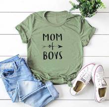 Camiseta con estampado de letras de MOM OF BOYS para Mujer, Camiseta holgada de manga corta con cuello redondo para Mujer, Camisetas para Mujer, Camisetas para Mujer 2024 - compra barato