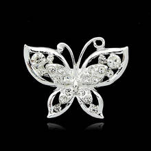 Clear Crystal Rhinestones Small Butterfly Bejeweled Brooch Pins for Wedding or Dress Decorations Accessories Designs AB025 2024 - buy cheap