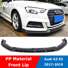 A3 3 PCS Splitter PP Carbon Fiber Looking Black Front Lip Bumper Diffuser Spoiler For Audi S3 S-Line 2017-2019 2024 - buy cheap