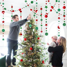 Guirnaldas de papel de copos de nieve de estrella centelleante, adornos colgantes de 4M, decoraciones navideñas para el hogar y Año Nuevo 2021, decoración de Papá Noel 2020 2024 - compra barato