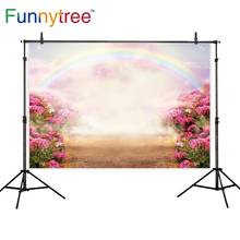 Funnytree Summer Photography Backdrop Rainbow Pastel Bokeh Cloud Sky Wonderland Fairytale Child Newborn Background Photo Studio 2024 - buy cheap