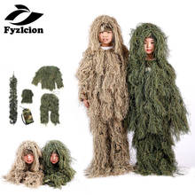 Traje de caza para niños, uniforme táctico del ejército, traje Ghillie de camuflaje del bosque 2024 - compra barato