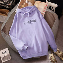 Harajuku LONDON Letter Print Sweatshirt Autumn Winter Long Sleeve Streetwear Hoodie Oversize Korean Casual Simple Hoody Ladies 2024 - buy cheap