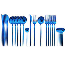 Blue Shiny Dinnerware Set 304 Stainless Steel 20pcs/set Tableware Knife Fork Spoon Dishwasher Safe Cutlery Set Gift Box 2024 - buy cheap