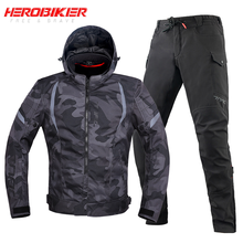 Мотоциклетная куртка HEROBIKER с защитным снаряжением, светоотражающая водонепроницаемая, с защитой от холода, защитный капюшон для мотокросса 2024 - купить недорого