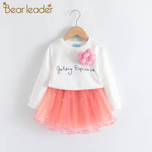 Vestido de princesa bear líder, vestido de verão para meninas de 2 e 6 anos, roupa infantil fofo de rede floral 2024 - compre barato
