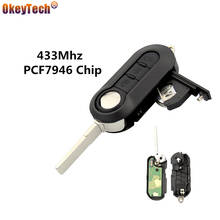 OkeyTech 3 Button Flip Folding Remote Control Auto Car Key Uncut Blade 433Mhz PCF7946 Chip for Fiat 500 Panda Punto Bravo Grande 2024 - buy cheap